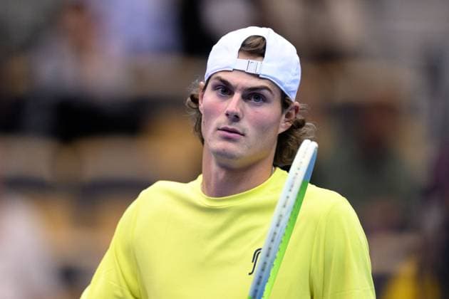 250912 Olle Wallin of Sweden during the Davis Cup tennis match between Sweden and Tunisia on September 12, 2025 in Partille. Photo: Carl Sandin BILDBYRAN kod CS CS0767 tennis davis cup sweden sverige tunisien tunisia bbeng sverige sweden Copyright: CARLxSANDIN BB250912CS027