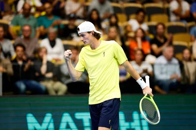 PARTILLE, SWEDEN 20250912 Sweden s Olle Wallin during the singles match against Tunisia s Aziz Ouakaa in the Davis Cup meeting between Sweden and Tunisia in Partille arena. PARTILLE SWEDEN x9200x