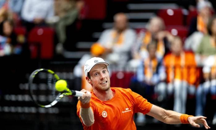 GRONINGEN - Botic van de Zandschulp on the first day of the second qualifying round for the Davis Cup Finals between the Netherlands and Argentina at Martiniplaza. ANP SANDER KONING xVIxANPxSportx xxANPxIVx 535988880 originalFilename: 535988880.jpg