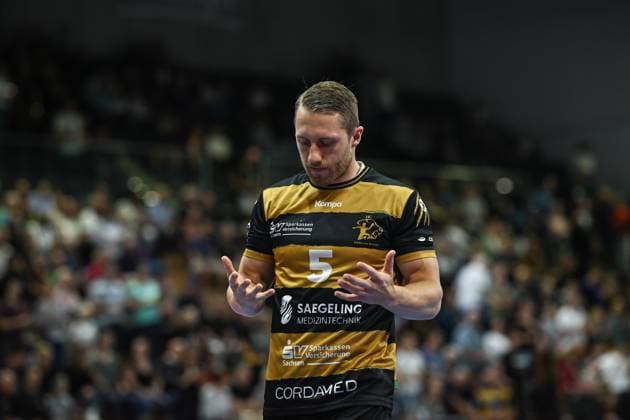 Lucas Wucherpfennig (HC Elbflorenz 2006, 5) HC Elbflorenz 2006 vs. 1.VfL Potsdam, 2. Handball Bundesliga Herren, Spielzeit 2025 2026, 12.09.2025 HC Elbflorenz 2006 vs. 1. VfL Potsdam, 2. Handball Bundesliga Herren, Spielzeit 2025 2026, 12.09.2025 Dresden Copyright: xEibner-Pressefoto xHoepnerx EP_PHR