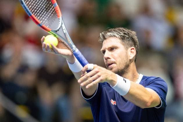 12th September 2025; Polsat Plus Arena, Gdynia, Poland; Davis Cup, World Group I, Poland versus Great Britain; Cameron Norrie (GB) serves  FotoxOlimpik