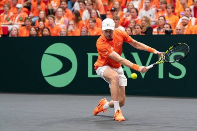 2025-09-12 2025 Davis Cup Qualifiers Second Round GRONINGEN, NETHERLANDS - SEPTEMBER 12: Botic van de Zandschulp of the Netherlands during the 2025 Davis Cup Qualifiers Second Round match between Netherlands and Argentina at MartiniPlaza on September 12, 2025 in Groningen, Netherlands. (Photo by Marleen Fouchier BSR Agency) Groningen Netherlands Content not available for redistribution in The Netherlands directly or indirectly through any third parties. Copyright: xBSRxAgencyx
