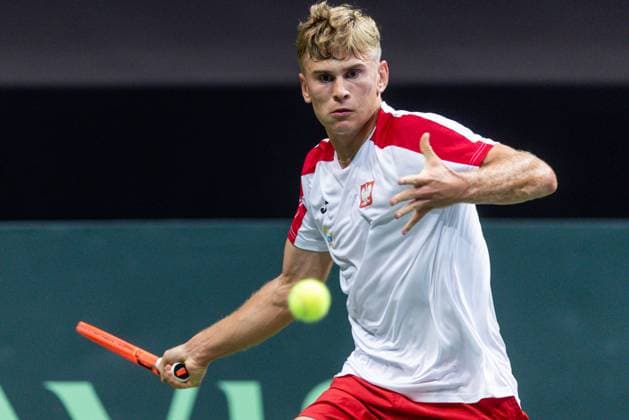 12h September 2025; Polsat Plus Arena, Gdynia, Poland; Davis Cup, World Group I, Poland versus Great Britain; Olaf Pieczkowski during his 2-set loss to Arthur Fery (GB)  FotoxOlimpik