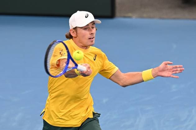 TENNIS DAVIS CUP AUSTRALIA BELGIUM, Alex de Minaur of Australia in action against Raphael Collignon of Belgium during the Davis Cup qualifying second round match at Ken Rosewall Arena in Sydney, Saturday, September 13, 2025. ( NO ARCHIVING, EDITORIAL USE ONLY SYDNEY NEW SOUTH WALES AUSTRALIA  Copyright: xDEANxLEWINSx 20250913165934370934