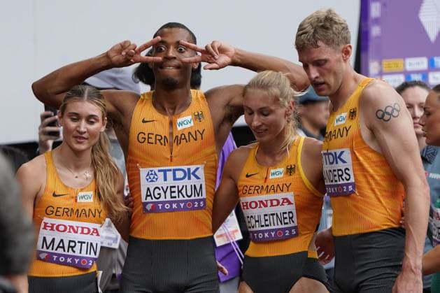 WM 2025 Tokio, World Athletics, Leichtathletik, athletics, Track and Field, World athletics Championships 2025 Tokyo , Leichtathletik WM 2025 Tokyo 13.09-21.09.2025, Tokyo Japan 4x400m Staffel Mixed, 4x400m Men, mixed Staffel, Johanna Martin Emil Agyekum,,Elisa Lechleitner, Manuel Sanders, alle Deutschland *** World Championships 2025 Tokyo, World Athletics, athletics, athletics, Track and Field, World athletics Championships 2025 Tokyo , World Athletics Championships 2025 Tokyo 13 09 21 09 2025, Tokyo Japan 4x400m relay mixed, 4x400m men, mixed relay, Johanna Martin Emil Agyekum,,Elisa Lechleitner, Manuel Sanders, all Germany