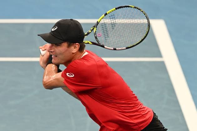TENNIS DAVIS CUP AUSTRALIA BELGIUM, Raphael Collignon of Belgium is action against Alex de Minaur of Australia during the Davis Cup qualifying second round match at Ken Rosewall Arena in Sydney, Saturday, September 13, 2025. ( NO ARCHIVING, EDITORIAL USE ONLY SYDNEY NEW SOUTH WALES AUSTRALIA  Copyright: xDEANxLEWINSx 20250913195848588209