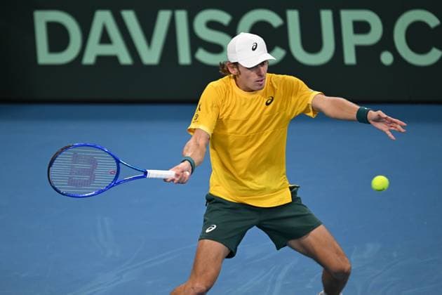 TENNIS DAVIS CUP AUSTRALIA BELGIUM, Alex de Minaur of Australia in action against Raphael Collignon of Belgium during the Davis Cup qualifying second round match at Ken Rosewall Arena in Sydney, Saturday, September 13, 2025. ( NO ARCHIVING, EDITORIAL USE ONLY SYDNEY NEW SOUTH WALES AUSTRALIA ALBION PARK  Copyright: xDEANxLEWINSx 20250913143966752103