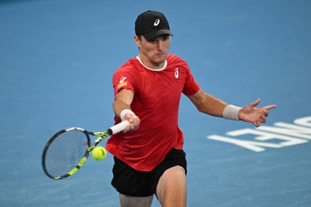 TENNIS DAVIS CUP AUSTRALIA BELGIUM, Raphael Collignon of Belgium in action against Alex de Minaur of Australia during the Davis Cup qualifying second round match at Ken Rosewall Arena in Sydney, Saturday, September 13, 2025. ( NO ARCHIVING, EDITORIAL USE ONLY SYDNEY NEW SOUTH WALES AUSTRALIA ALBION PARK  Copyright: xDEANxLEWINSx 20250913161934126146