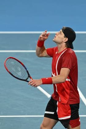 TENNIS DAVIS CUP AUSTRALIA BELGIUM, Zizou Bergs of Belgium celebrates his win over Jordan Thompson of Australia during the Davis Cup qualifying second round match at Ken Rosewall Arena in Sydney, Saturday, September 13, 2025. ( NO ARCHIVING, EDITORIAL USE ONLY SYDNEY NEW SOUTH WALES AUSTRALIA ALBION PARK  Copyright: xDEANxLEWINSx 20250913186830828373