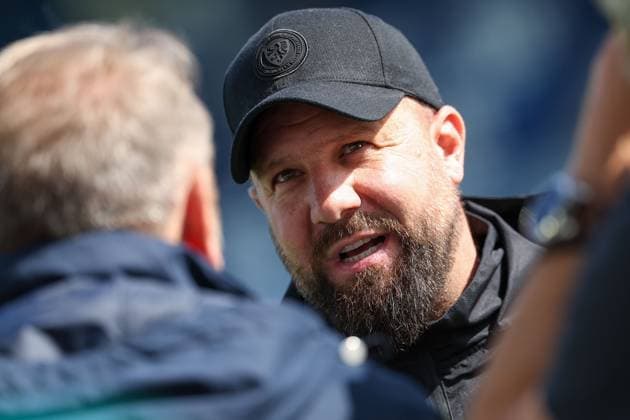 2025.09.13 xkix 2.Bundesliga SV Darmstadt 98 - Eintracht Braunschweig v.l., Trainer Heiner Backhaus (Eintracht Braunschweig) im interview (DFL DFB REGULATIONS PROHIBIT ANY USE OF PHOTOGRAPHS as IMAGE SEQUENCES and or QUASI-VIDEO)