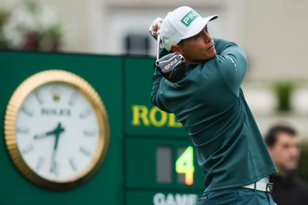 13th September 2025; Wentworth Club, London, England; The BMW PGA, Golf Herren Championship Round 3; Johannes Veerman of United States tees off from the 1st tee  HenningxvonxJagow