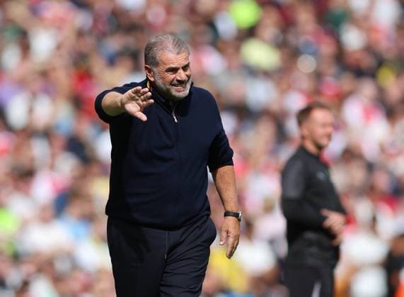London, England, 13th September 2025. Ange Postecoglou manager of Nottingham Forest during the Arsenal vs Nottingham Forest Premier League match at the Emirates Stadium, London. Picture credit should read: David Klein Sportimage EDITORIAL USE ONLY. No use with unauthorised audio, video, data, fixture lists, club league logos or live services. Online in-match use limited to 120 images, no video emulation. No use in betting, games or single club league player publications. SPI_018_DK_Arsenal_Forest SPI-4131-0017