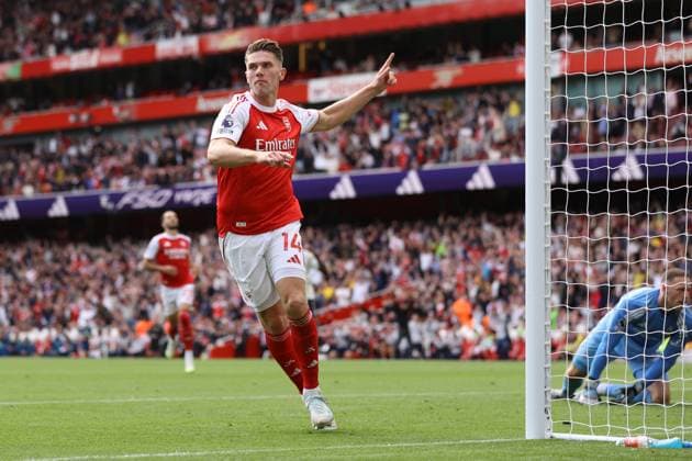 Arsenal v Nottingham Forest 13 September 2025, London - Premier League Football - Arsenal v Nottingham Forest - Viktor Gyokeres of Arsenal celebrates after scoring the second goal for his team - Photo: Jacques Feeney Offside. London UK Copyright: xJacquesxFeeneyx xOffsidexOffside