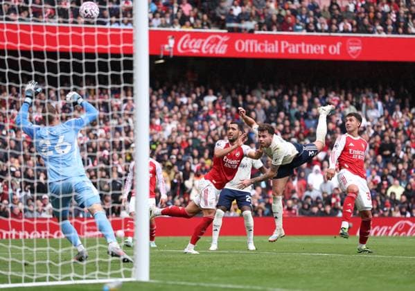 London, England, 13th September 2025. Martin Zubimendi of Arsenal heads the third goal during the Arsenal vs Nottingham Forest Premier League match at the Emirates Stadium, London. Picture credit should read: David Klein Sportimage EDITORIAL USE ONLY. No use with unauthorised audio, video, data, fixture lists, club league logos or live services. Online in-match use limited to 120 images, no video emulation. No use in betting, games or single club league player publications. SPI_069_DK_Arsenal_Forest SPI-4131-0067