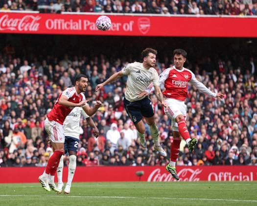 London, England, 13th September 2025. Martin Zubimendi of Arsenal heads the third goal during the Arsenal vs Nottingham Forest Premier League match at the Emirates Stadium, London. Picture credit should read: David Klein Sportimage EDITORIAL USE ONLY. No use with unauthorised audio, video, data, fixture lists, club league logos or live services. Online in-match use limited to 120 images, no video emulation. No use in betting, games or single club league player publications. SPI_071_DK_Arsenal_Forest SPI-4131-0069