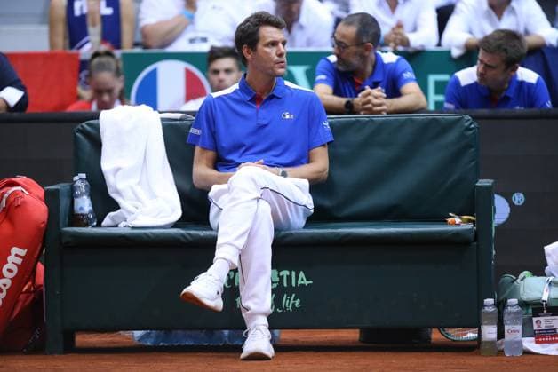 Croatia v France - 2025 Davis Cup Qualifiers Second Round: Day 2 OSIJEK, CROATIA - SEPTEMBER 13: Coach of France Paul-Henri Mathieu looks on during the 2025 Davis Cup Qualifier second round match between Mate Pavic and Nikola Mektic of Croatia and Benjamin Bonzi and Pierre-Hugues Herbert of France at Dvorana Gradski Vrt on September 13, 2025 in Osijek, Croatia.  DavidxJerkovic PIXSELL