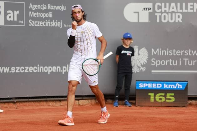 SZCZECIN, 13.09.2025 CWIERCFINAL TURNIEJU TENISA ZIEMNEGO ATP, Tennis Herren CHALLENGER - QUARTER FINAL ATP CHALLENGER INVEST IN SZCZECIN OPEN 2025 NZ THIAGO AGUSTIN TIRANTE GESTYKULUJE PO WYGRANIU GEMA THIAGO AGUSTIN TIRANTE GESTURES AFTER WINNING THE GAME FOT. KRZYSZTOF CICHOMSKI NEWSPIX.PL --- newspix.pl 