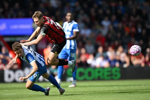 Bournemouth v Brighton and Hove Albion Premier League David Brooks of Bournemouth is tackled by Maxim De Cuyper of Brighton during the Premier League match at the Vitality Stadium, Bournemouth UK Newspapers OUT Copyright: xJeremyxLandeyx FIL-22230-0016