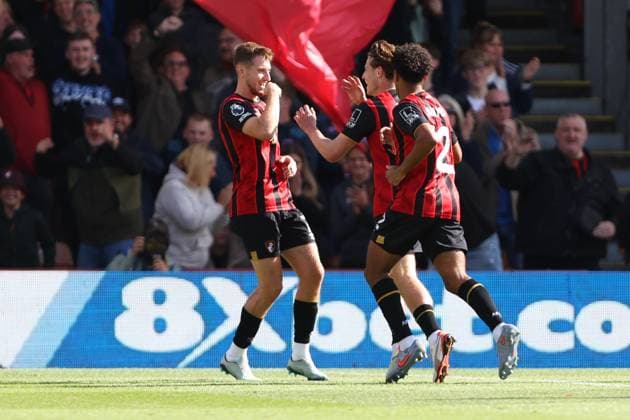 Football - 2025 2026 Premier League - AFC Bournemouth vs Brighton & Hove Albion - Vitality Stadium - Saturday 13th September 2025 Alex Scott of Bournemouth celebrates scoring during the Premier League match at the Vitality Stadium COLORSPORT Shaun Boggust 