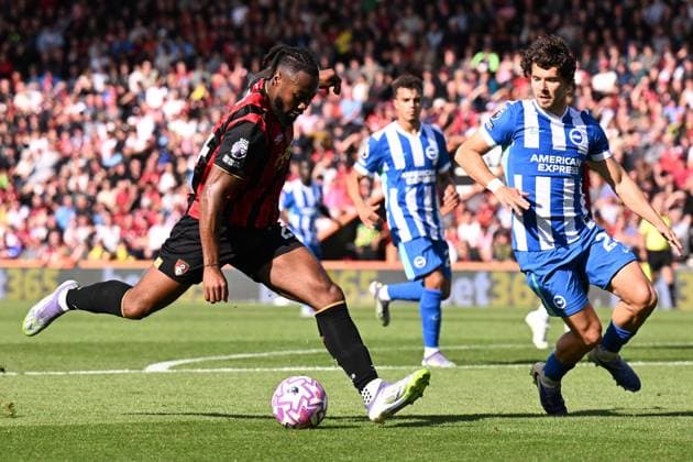 Bournemouth v Brighton and Hove Albion Premier League Antoine Semenyo of Bournemouth shoots during the Premier League match at the Vitality Stadium, Bournemouth UK Newspapers OUT Copyright: xJeremyxLandeyx FIL-22230-0030