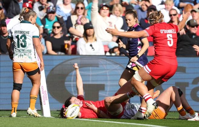 Alysha Corrigan of Canada scores the sides second try Canada v Australia, Women s Rugby World Cup, Quarter Final, Rugby Union, Ashton Gate, Bristol, UK - 13 Sept 2025Bristol Ashton Gate United Kingdom EDITORIAL USE ONLY No use with unauthorised audio, video, data, fixture lists, club league logos or live services. Online in-match use limited to 120 images, no video emulation. No use in betting, games or single club league player publications. Copyright: xKieranxMcManus Shutterstockx 15481301j