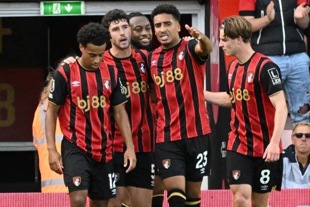 Bournemouth v Brighton and Hove Albion Premier League Bournemouth Players celebrate their side s second goal during the Premier League match at the Vitality Stadium, Bournemouth UK Newspapers OUT Copyright: xJeremyxLandeyx FIL-22230-0050