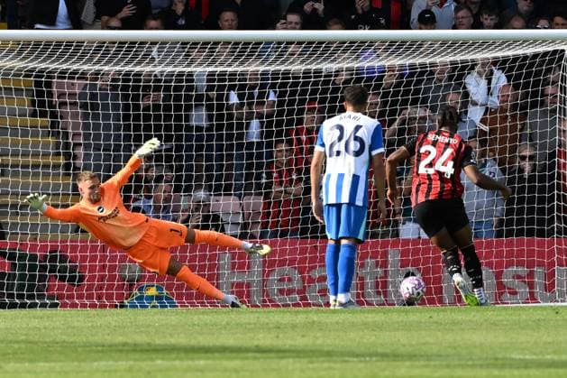 Bournemouth v Brighton and Hove Albion Premier League Antoine Semenyo of Bournemouth scores a penalty during the Premier League match at the Vitality Stadium, Bournemouth UK Newspapers OUT Copyright: xJeremyxLandeyx FIL-22230-0051