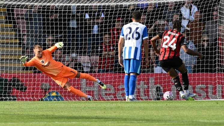 Bournemouth v Brighton and Hove Albion Premier League Antoine Semenyo of Bournemouth scores a penalty during the Premier League match at the Vitality Stadium, Bournemouth UK Newspapers OUT Copyright: xJeremyxLandeyx FIL-22230-0052