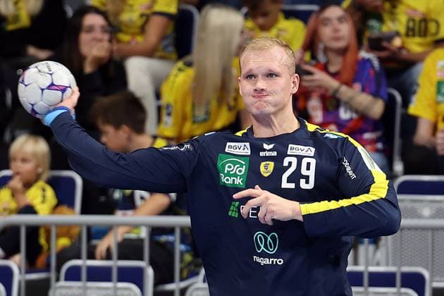 13.09.2025, xrekx, Handball Daikin HBL, Rhein Neckar Loewen - ThSV Eisenach v.l. David Späth Spaeth (Rhein-Necker Loewen) (DFL DFB REGULATIONS PROHIBIT ANY USE OF PHOTOGRAPHS as IMAGE SEQUENCES and or QUASI-VIDEO) Mannheim