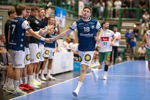 13.09.2025, Handball, HBL, Bergischer HC - TSV GWD Minden, Unihalle Wuppertal: Torjubel Yannick Fraatz (BHC 18) Nordrhein-Westfalen Deutschland