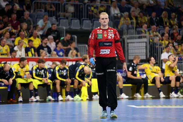 13.09.2025, xrekx, Handball Daikin HBL, Rhein Neckar Loewen - ThSV Eisenach v.l. David Späth Spaeth (Rhein-Necker Loewen) (DFL DFB REGULATIONS PROHIBIT ANY USE OF PHOTOGRAPHS as IMAGE SEQUENCES and or QUASI-VIDEO) Mannheim