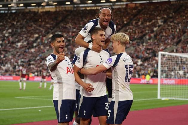 West Ham United FC v Tottenham Hotspur FC, English Premier League Micky van de Ven of Tottenham Hotspur celebrates his goal in the 64th minute for 0-3 during the West Ham United FC v Tottenham Hotspur FC English Premier League match at the Tottenham Hotspur Stadium, London, England, United Kingdom on 13 September 2025 Credit: Katie Chan Every Second Media Editorial use only. All images are copyright Every Second Media Limited. No images may be reproduced without prior permission. All rights reserved. Premier League and Football League images are subject to licensing agreements with Football DataCo Limited. see https: www.football-dataco.com Copyright: xIMAGO EveryxSecondxMediax ESM-1580-0084 KatiexChanx xEveryxSecondxMediax