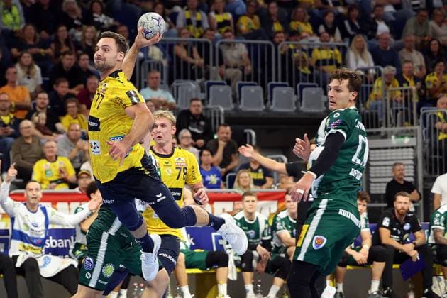 13.09.2025, xrekx, Handball Daikin HBL, Rhein Neckar Loewen - ThSV Eisenach v.l. Dani Baijens (Rhein-Necker Loewen) (DFL DFB REGULATIONS PROHIBIT ANY USE OF PHOTOGRAPHS as IMAGE SEQUENCES and or QUASI-VIDEO) Mannheim