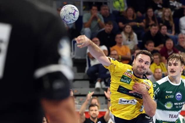 13.09.2025, xrekx, Handball Daikin HBL, Rhein Neckar Loewen - ThSV Eisenach v.l. Dani Baijens (Rhein-Necker Loewen) (DFL DFB REGULATIONS PROHIBIT ANY USE OF PHOTOGRAPHS as IMAGE SEQUENCES and or QUASI-VIDEO) Mannheim