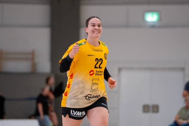 Handball I Frauen I Saison 2025-2026 I 2. Bundesliga I 3. Spieltag I VfL Waiblingen - HC Rödertal I 13.09.2025 Bo Decker (22, HC Rödertal) freut sich Waiblingen Rundsporthalle Baden-Württemberg Deutschland Copyright: xLobeca MaxxPetershansx