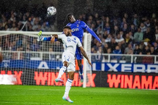 FOOTBALL : AJ Auxerre vs AS Monaco - Ligue 1 - JournÃ e 4 - 13 09 2025 Kassoum Ouattara (AS Monaco) JosuÃ Casimir (AJ Auxerre) AuxerreFrance  Copyright: xBaptistexAutissierx