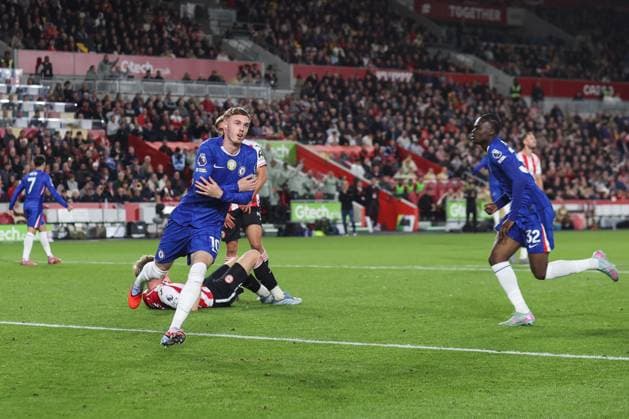 Brentford v Chelsea 13 September 2025, London - Premier League Football - Brentford FC v Chelsea FC - Cole Palmer of Chelsea celebrates their first goal - Photo: Mark Leech. London UK Copyright: xMarkxLeechxOffside