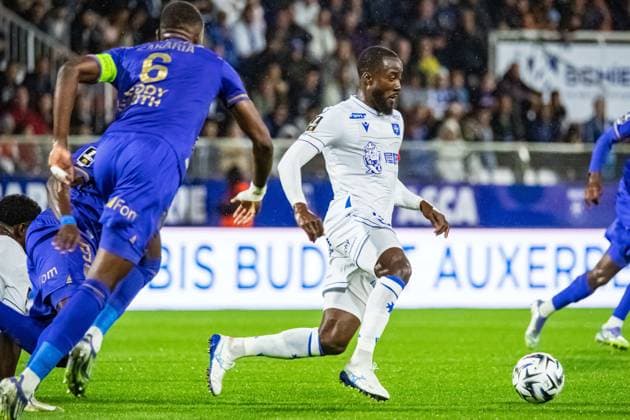 FOOTBALL : AJ Auxerre vs AS Monaco - Ligue 1 - JournÃ e 4 - 13 09 2025 Elisha Owusu (AJ Auxerre) AuxerreFrance  Copyright: xBaptistexAutissierx