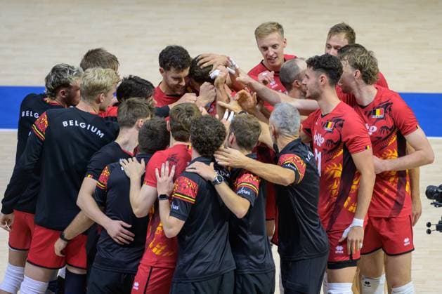 September 14, 2025, Quezon City, Manila, Philippines: Ukraine vs Belgium in the Pool Phase during the FIVB Mens Volleyball World Championship, WM, Weltmeisterschaft 2025 in Manila, Philippines. Belgium win the match in 3 straight sets. Belgium celebrates the win Quezon City Philippines - ZUMAr144 20250914_zap_r144_045 Copyright: xJaynexRussellx