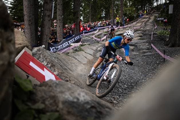 Jenny Rissveds of Sweden competes at the UCI MTB Elite Women Cross Country, XCO, Mountain Bike World Championship, WM, Weltmeisterschaft in Crans-Montana, Switzerland, September 13, 2025. (CTKxPhoto MichalxCerveny) CTKPhotoF202509130027601  CTKPhotoF202509130027601