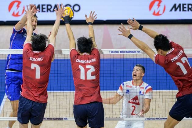 September 14, 2025, Quezon City, Manila, Philippines: France vs Korea in the Pool Phase during the FIVB Mens Volleyball World Championship, WM, Weltmeisterschaft 2025 in Manila, Philippines. France wins the match in 3 straight sets. Quezon City Philippines - ZUMAr144 20250914_zap_r144_073 Copyright: xJaynexRussellx