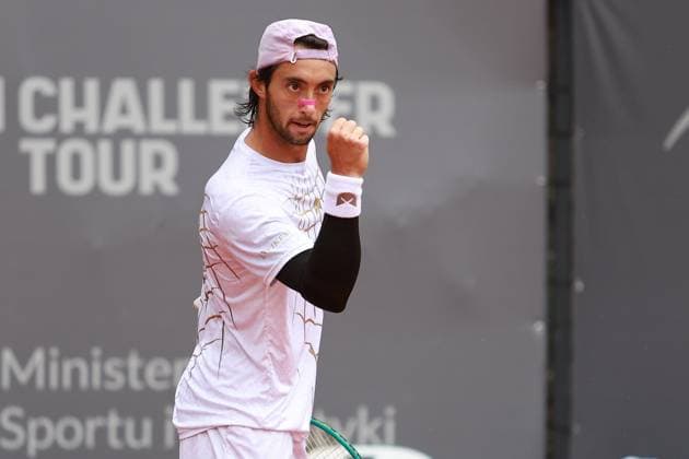 SZCZECIN, 14.09.2025 FINAL TURNIEJU TENISA ZIEMNEGO ATP, Tennis Herren CHALLENGER - FINAL ATP CHALLENGER INVEST IN SZCZECIN OPEN 2025 NZ RADOSC THIAGO AGUSTIN TIRANTE PO WYGRANIU SETA THIAGO AGUSTIN TIRANTE GESTURES AFTER WINNING THE SET FOT. KRZYSZTOF CICHOMSKI NEWSPIX.PL --- newspix.pl 