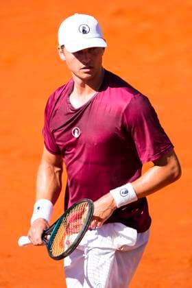September 14, 2025, Malaga, Malaga, SPAIN: Johannes Ingildsen of Denmark gestures against Jaume Munar and Pedro Martinez of Spain during their menÃ¢â‚¬â ¢s doubles tennis match to 2025 Davis Cup Qualifiers Second Round between Spain and Denmark at Club Tennis Puente Romano on September 14, 2025, in Malaga, Spain. Malaga SPAIN - ZUMAa181 20250914_zaa_a181_048 Copyright: xJoaquinxCorcherox