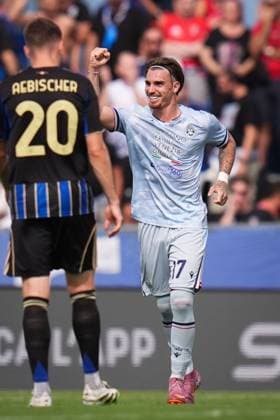 Udinese s Iker Bravo celebrates after scoring the 0-1 goal for his team during the Serie A soccer match between Pisa and Udinese at the Arena Garibaldi Romeo Anconetani Stadium in Pisa, north Italy - Sunday, September 14, 2025 -  Copyright: xMassimoxPaolone LaPressex