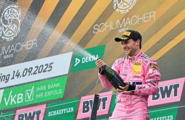 MOTORSPORTS - DTM Spielberg SPIELBERG,AUSTRIA,14.SEP.25 - MOTORSPORTS - DTM, Deutsche Tourenwagen Masters, Red Bull Ring. Image shows Lucas Auer (AUT Mercedes). Keywords: champagner.  GEPAxpictures xWolfgangxGrebien