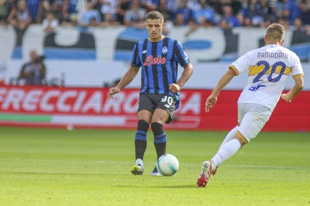 Nikola Krstovic of Atalanta BC play the ball during Atalanta BC vs US Lecce, 3Â° Serie A Enilive 2025-26 game at New Balance stadium in Bergamo (BG), Italy, on September 14, 2025.  Copyright: xDavidexCasentini IPAxSportx xipa-agency.netx xx IPA_64843669 IPA_Agency_IPA64843669