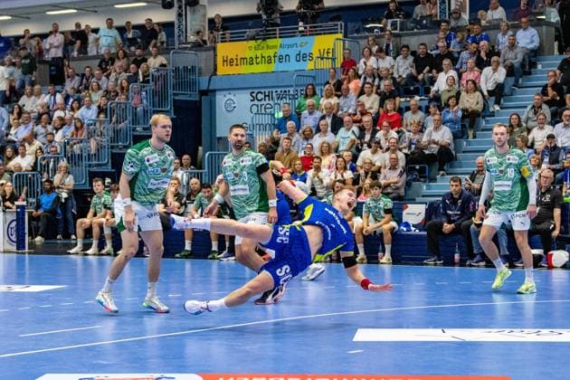 Daikin Handball Bundesliga, VfL Gummersbach - Füchse Berlin 14.09.2025 Ellidi Vidarsson (VfL Gummersbach, 4),; Daikin Handball Bundesliga, VfL Gummersbach - Füchse Berlin 14.09.2025 Copyright: xBEAUTIFULxSPORTS Erlhofx