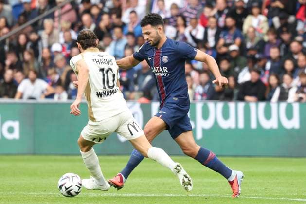 FOOTBALL : Paris Saint Germain Vs RC Lens - Ligue 1 - 14 09 2025 Goncalo Ramos (PSG) Vs Florian Thauvin (RC Lens) ParisFrance  Copyright: xMichtofx