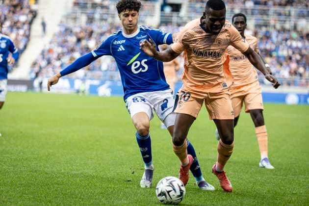 FOOTBALL : Racing Strasbourg vs Le Havre- 4eme journee. Ligue 1 Stade de la Meinau 14 09 2025 Rafael Luis 83 (RCS) et Ally Samatta 70  Copyright: xelyxandroxcegarrax