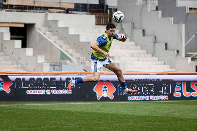 FOOTBALL : Racing Strasbourg vs Le Havre- 4eme journee. Ligue 1 Stade de la Meinau 14 09 2025 Joaquin Panichelli 9 (RCS)  Copyright: xelyxandroxcegarrax